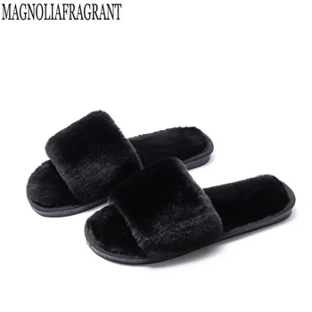 

Women Slippers Zapatos Mujer Non-slip comfort Fluffy Faux Fur Fashion Plush Female Casual Slipper Flip Flop Sandal women z115