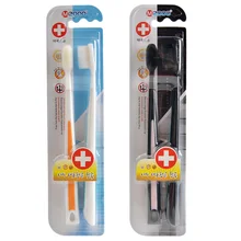 AZDENT 4 шт. зубная нано-антибактериальная зубная щетка Бамбук Зубная щетка из древесного угля двойная ультра мягкая зубная щетка для чистки языка черный