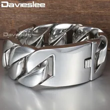 Davieslee 31 мм 21 см полированный 316L браслет из нержавеющей стали для мужчин серебряный цвет Снаряженная кубинская ссылка унисекс мужские ювелирные изделия DLHB23