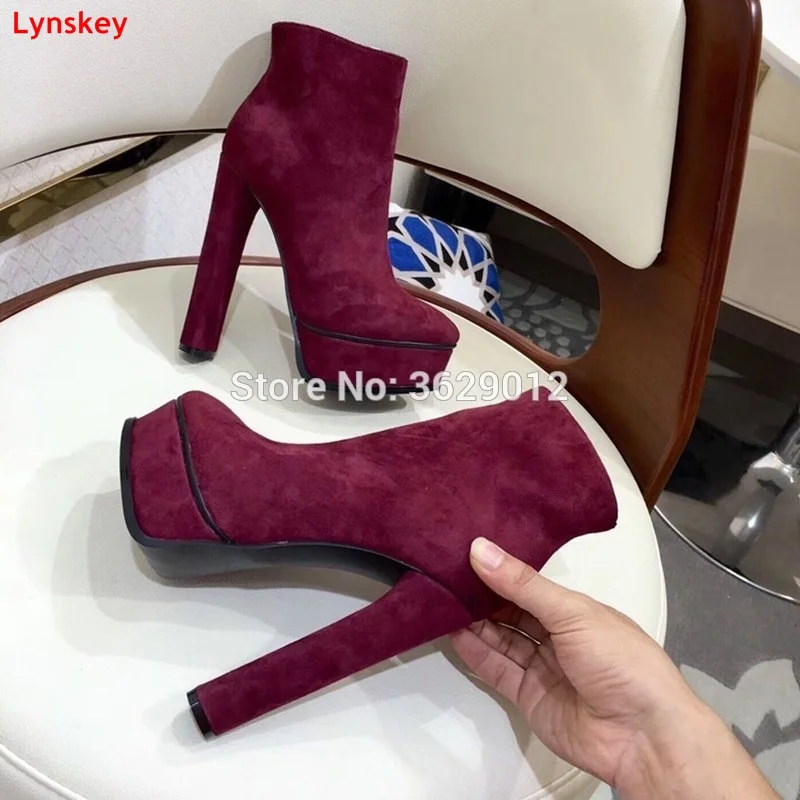 

Lynskey Ankle Boots For Women Female High Heel Shoes Woman Zipper Platform Chunky Heel Short Boots Mujer Botas