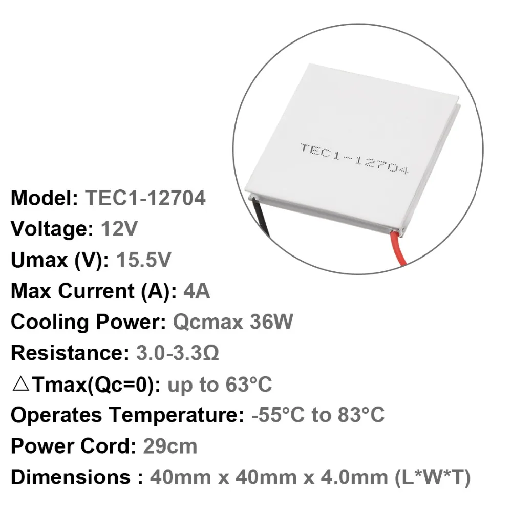 UXCELL 1 шт. Термоэлектрический охладитель радиатор охлаждения Пельтье 12 вольт 18 Вт, 30 Вт, 36 ватт 12 В-55 градусов по Цельсию до 83 Цельсия фиксированный переключатель расходные материалы