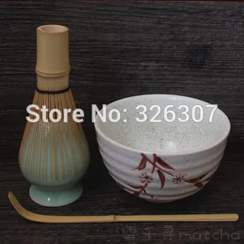 

Japan handmade batidor matcha kit maccha whisk bowl tea set scoop Japanese green tea oriental cherry sakura 4-peice set ceremony