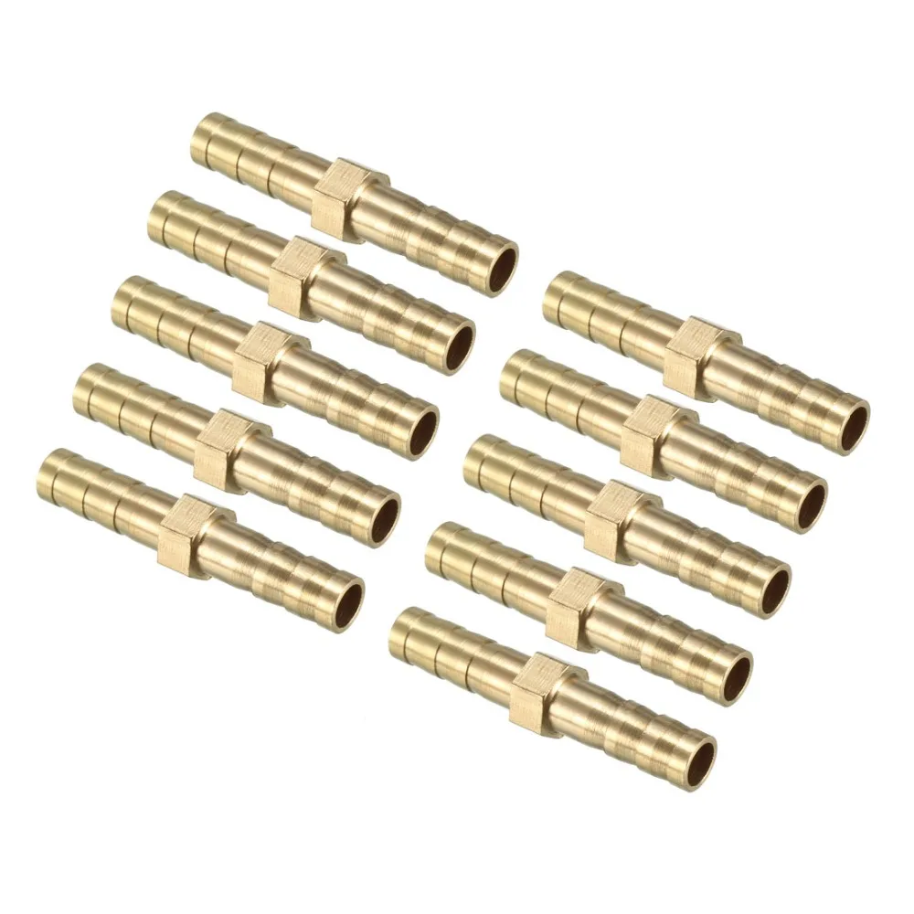 

UXCEL 10pcs Brass Barb Hose Fittings 6/8/10mm Straight Connector Joiner Air Water Fuel Boat to Connect Lines for Air Water etc
