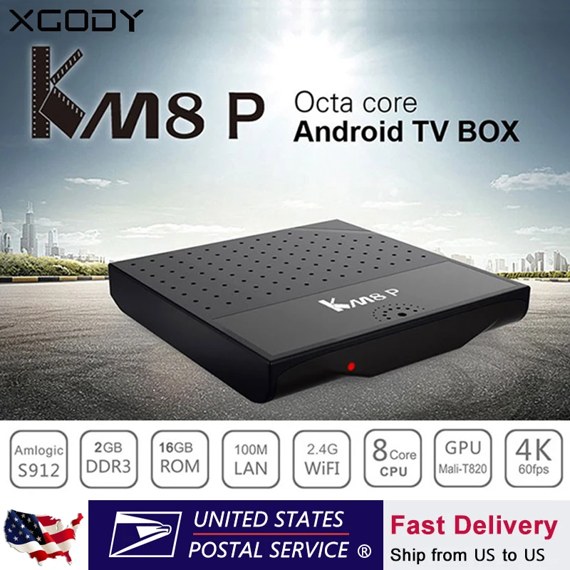 

XGODY KM8PPLUS Android 7.1.1 Smart TV BOX 2GB 16GB Amlogic S912 Quad Core Support 4K 2.4GHz WiFi Multi-language Set top box