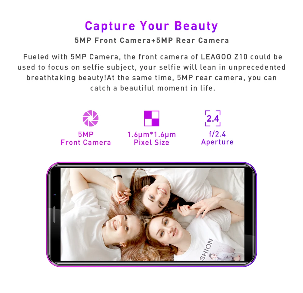 LEAGOO Z10 Android мобильный телефон 5,0 "18:9 дисплей 1 ГБ ОЗУ 8 Гб ПЗУ MT6580M четырехъядерный 2000 мАч 5MP камера 3g смартфон