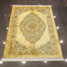 Серый желтый этнический турецкий, османский традиционный дизайн 3d противоскользящее микроволокно задний моющийся декоративный ковер