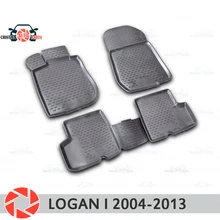 Коврики для Renault Logan 2004-2013, Нескользящие полиуретановые грязезащитные аксессуары для салона автомобиля
