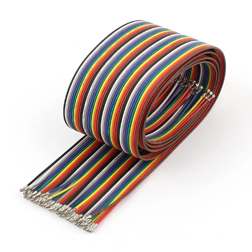 

XH2.54 40P 1M 2.54mm Flat Rainbow Ribbon Wire Male to Male Connector For PCB Project PC Motherboard DIY Wiring Accessories