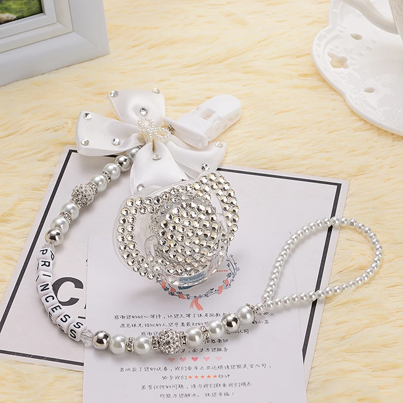MIYOCAR all name hand made bling crystal rhinestone princess Baby Pacifier/ Nipples /Dummy /cocka /chupeta &pacifier clips