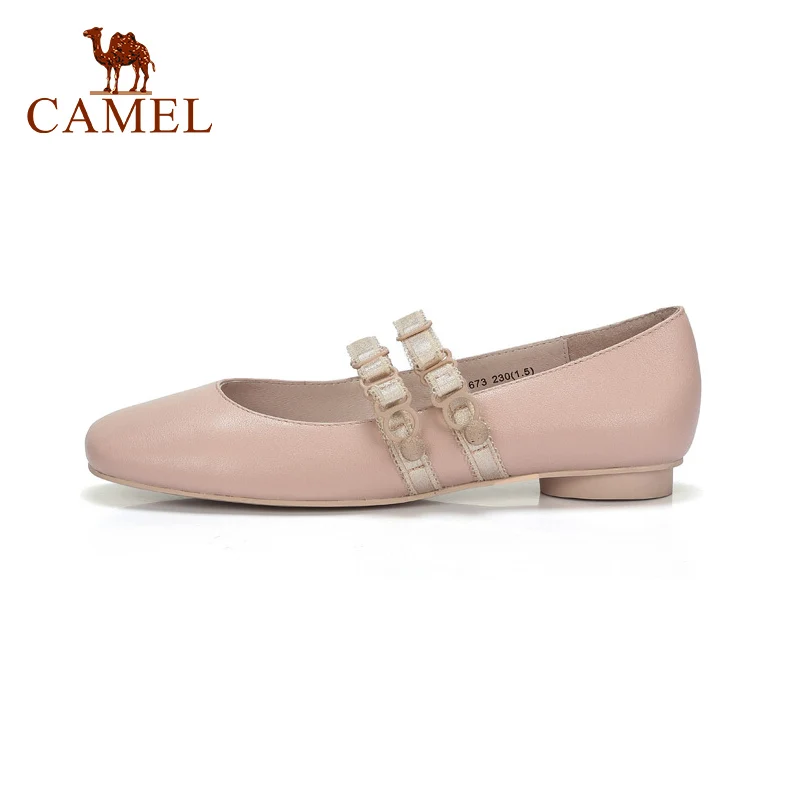 

CAMEL Women Casual Low Heel Ballet Single Shoes Women Leather Shallow Simple Dress Dance Shoes For Ladies Soft Leisure Pumps