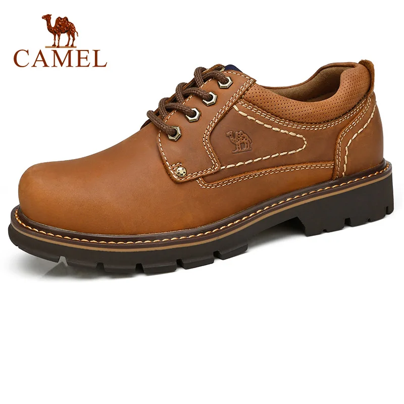 

CAMEL Men Casual Comfort Wild Fashion Cowhide Genuine Leather Tooling Shoes Outdoor Desert Rubber Sole Lace-up Footwear Male