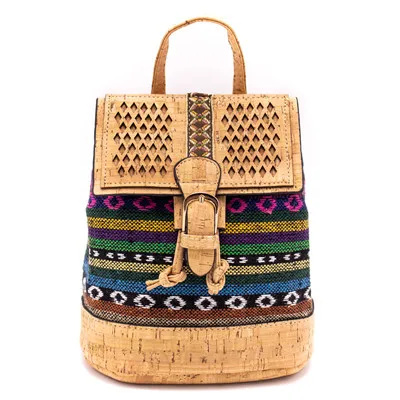 Cork backpack Colorful Textile eco vegan women vintage girls backpack Cotton Bag Casual Backpack Laser Cut Patte cork bag OY-003 - Цвет: OY-003-B