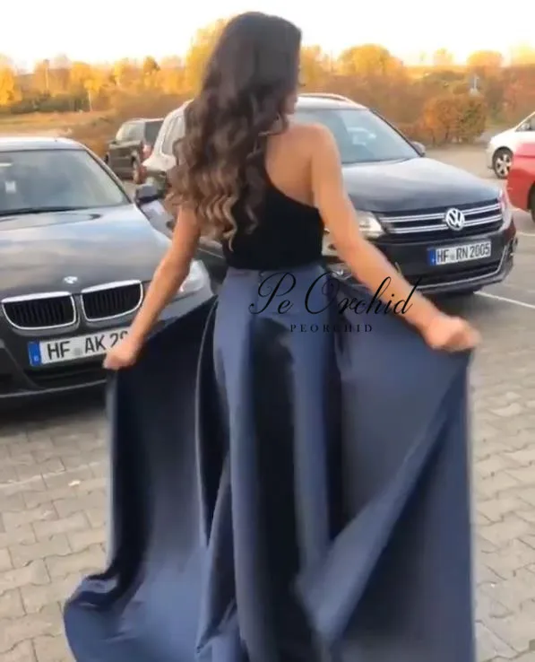 PEORCHID мода Съемный Поезд Элегантные платья для выпускного Vestidos De Graduacion 2019 черный темно синие вечернее Вечерние