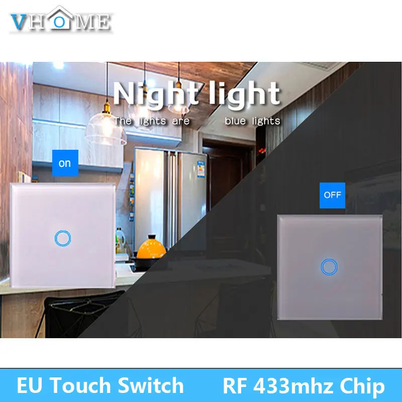 Сенсорный светильник Vhome, EV1527 433 МГц сенсорная панель для умного дома, стандарт ЕС/Великобритании 220 В Wifi управление с помощью приложения Broadlink