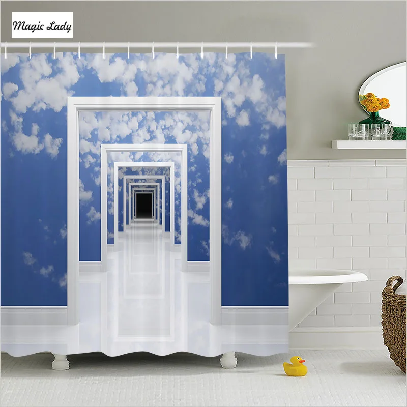 Shower Curtain Door Bathroom Accessories Sky Cloud Walls Entrances