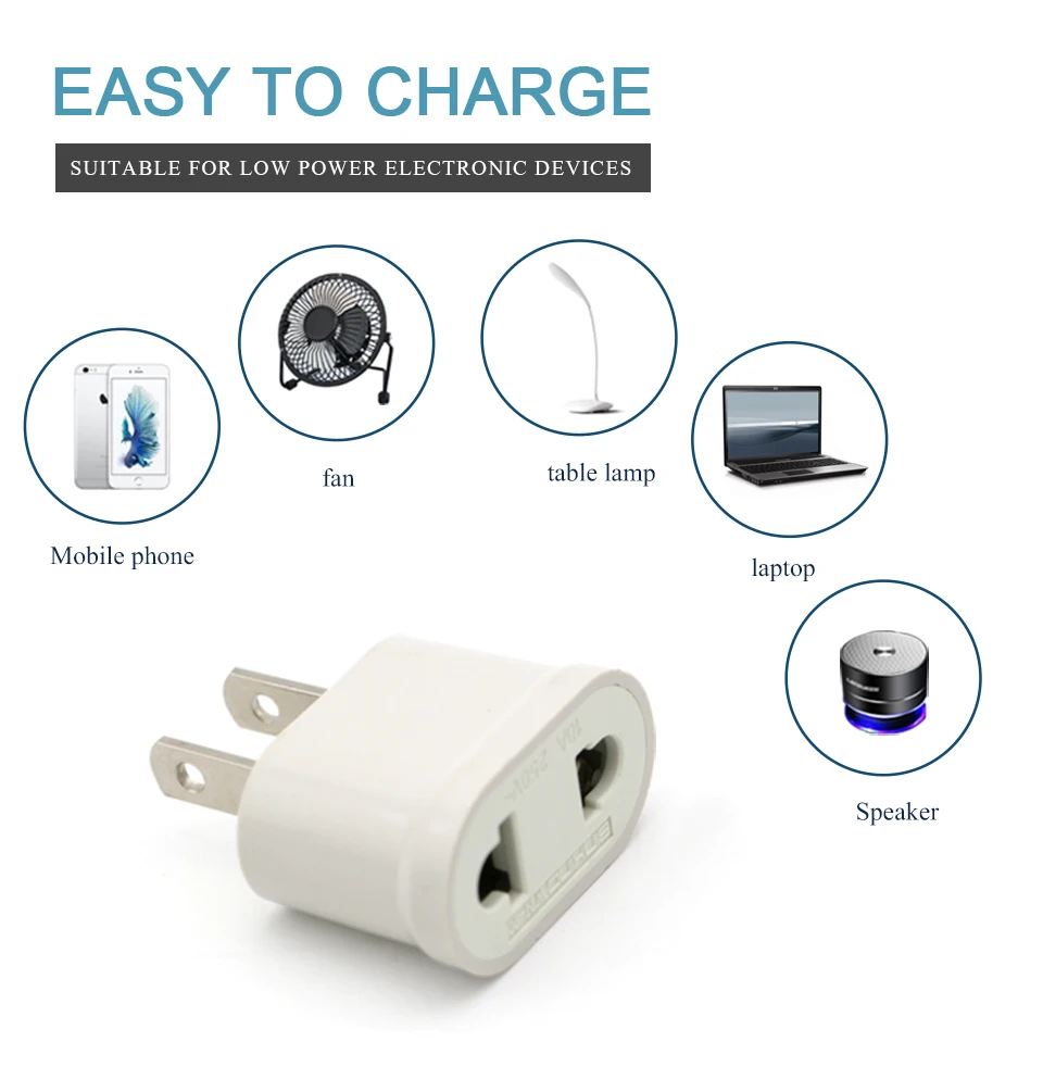 Hot Sale EU EURO Europe to USA US Travel Wall AC Power Mini Lightweight Plug Adapter Charger Outlet Converter  2 Pin Socket (12)