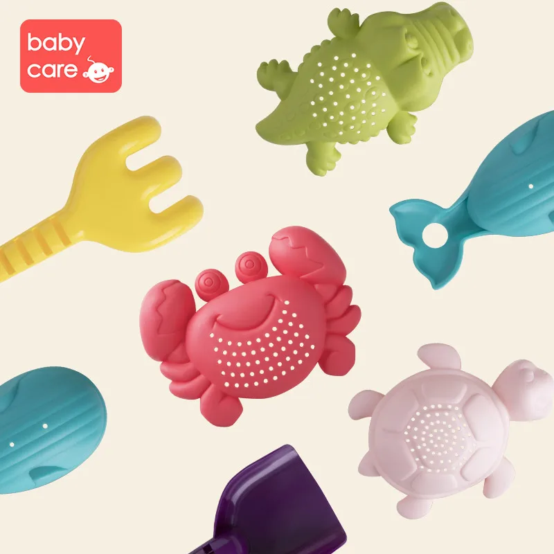 babycare 7pcs Beach Sand Toys Set Summer Bucket Portable Animals Castle Sand Clay Mold Outdoor Funny Beach Water Playing  Toys