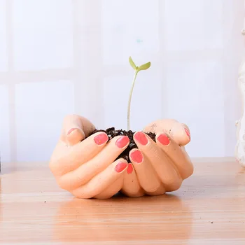 

women's hands shape planter succulent plants flower pot Fashion resin plants potted home garden decoration 'The Seeds of Hope'