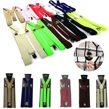 Мужские Женские Унисекс подтяжки на застежке эластичные y-образные регулируемые подтяжки Твердые 25*100 см цветные