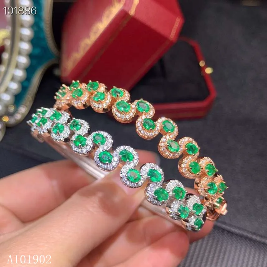 

KJJEAXCMY Boutique Jewelry 925 Silver Embedded Natural Emerald Luxury Bracelet Support Detection