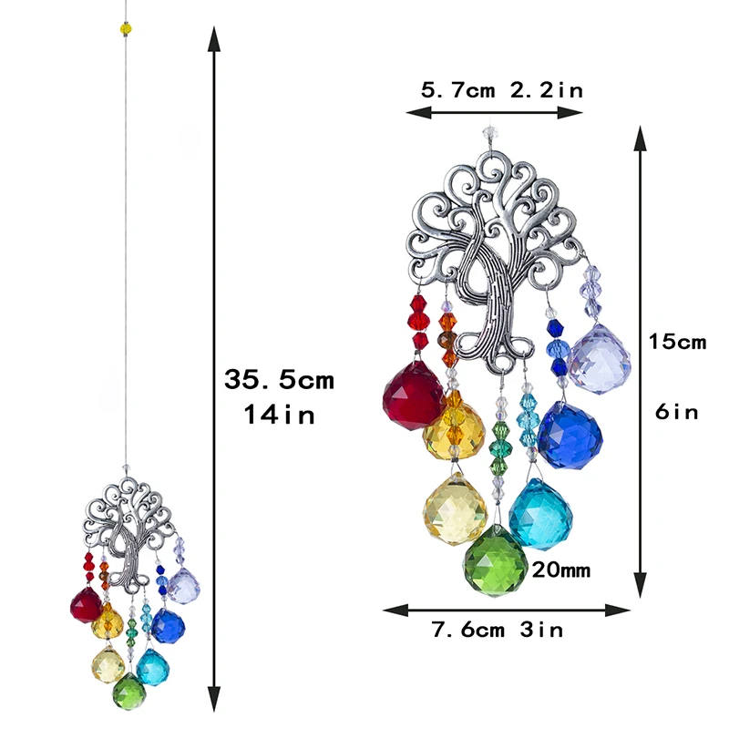 H& D Rainbow Makers Suncatchers Хрустальная фантазия Солнцезащитная каска для оконный орнамент чакра подвеска Рождественское украшение, дерево жизни