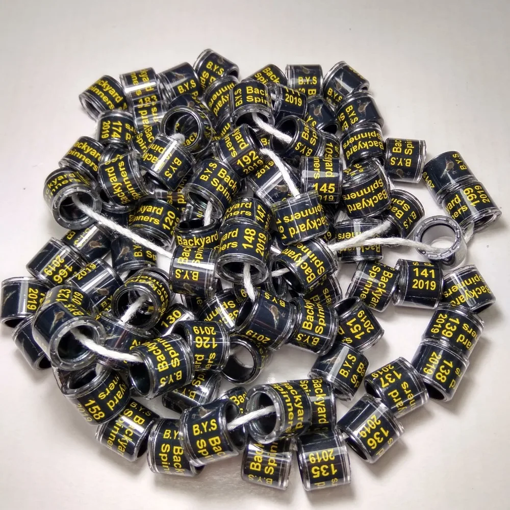 

100pcs/set 8mm plastic with black aluminum core rings pigeon bands