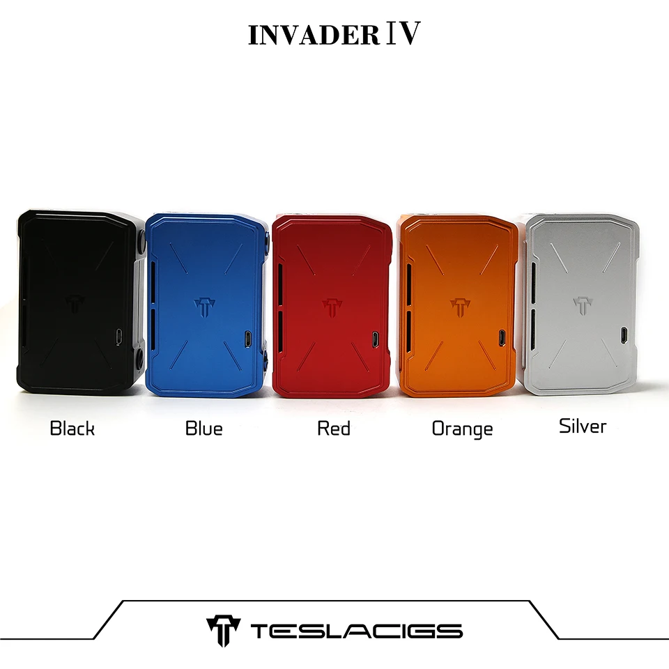 

Original Tesla Invader 4 Invader IV Box MOD Vape Max 280W Huge Power Power 5 Levels Voltage for 21700 20700 18650 Battery