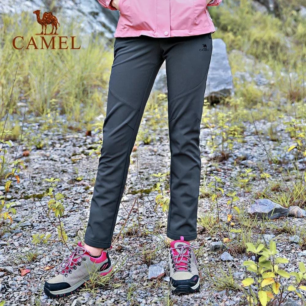 

CAMEL Women Outdoor Hiking Pants Waterproof Windproof Fleece Inner Thermal Sport Climbing Trekking Softshell Trousers