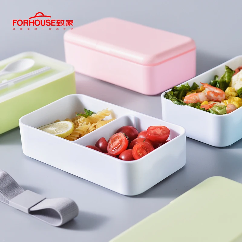 

1.2L Portable 2 Layer Lunch Box Food Container Microwavable Oven Bento Portable Leakproof Lunchbox With Spoons Chopsticks
