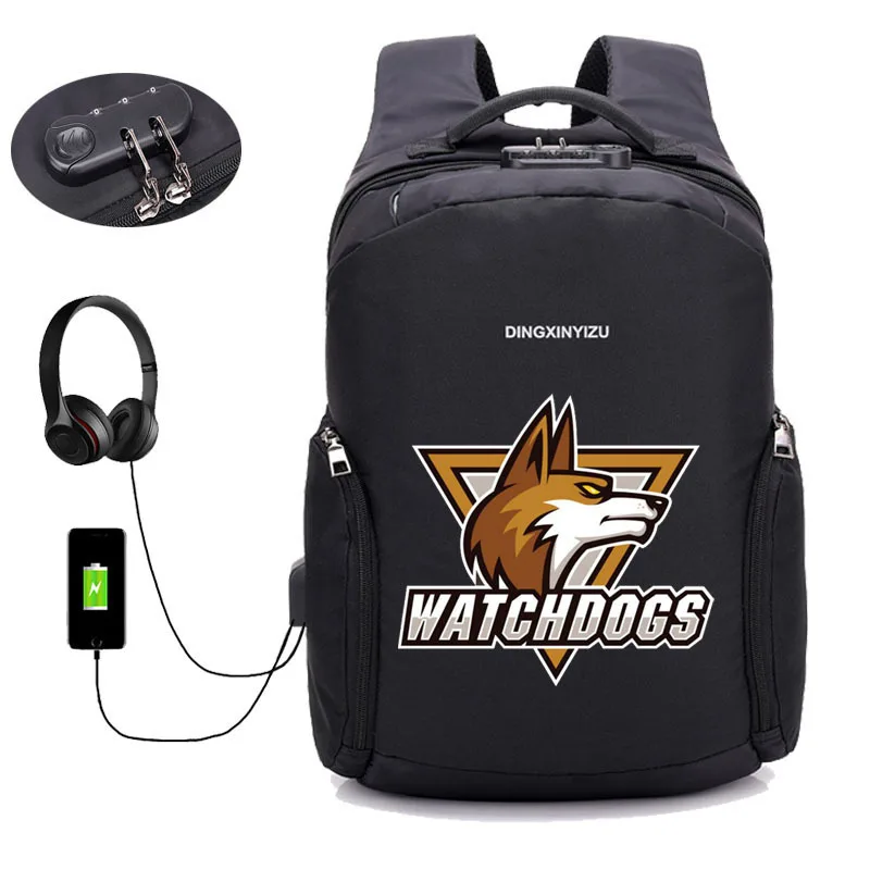 

Game Watch Dogs backpack Multifunction USB Charging backpack Teenagers Laptop Anti-theft Backpack student Backpack