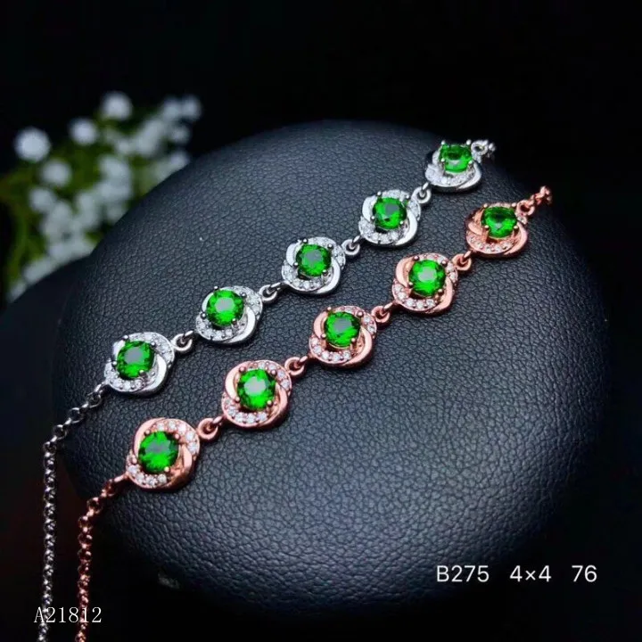 

KJJEAXCMY boutique jewelry 925 pure silver inlaid natural diopside Bracelet support detection