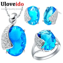 Uloveido Серебряные комплекты ювелирных изделий Свадебные аксессуары ювелирные изделия серьги кулон ожерелье кольцо комплет ювелирного украшения moonrocy набор T060