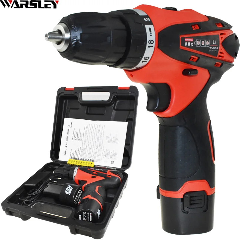 

12V Power Tools Battery Drill Electric Drill Electric Electric Drill ing 2 Batteries Cordless Drill Screwdriver Plastic Boxed