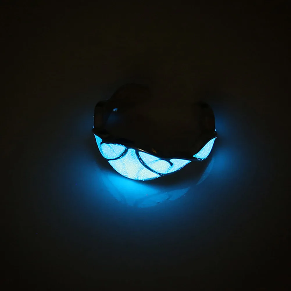 

7 Style Fashion Glow In The Dark Ring Luxury Grain Flower rings For Women Mystery Geometry Adjustable Luminous Men Ring