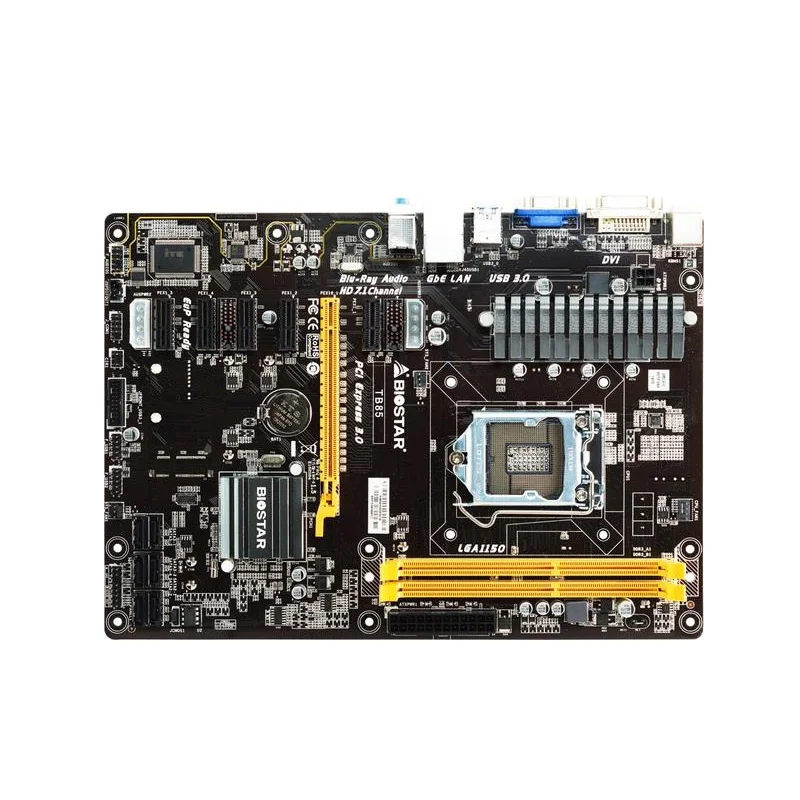 6GPU 6PCIE для Biostar TB85 оригинальная б/у настольная материнская плата B85 LGA 1150 DDR3 16G SATA3