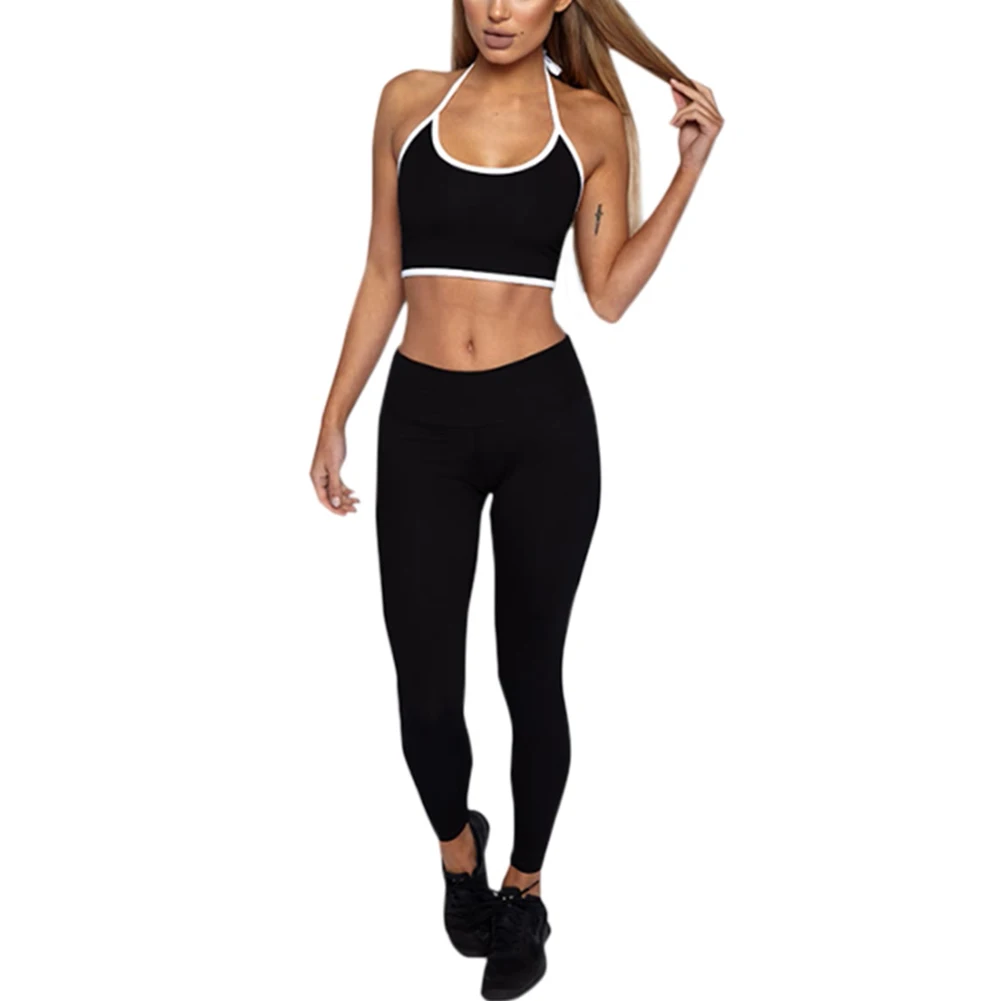 Women Halter Bra+Pants Leggings Set Workout Fitness Sexy Sportswear in