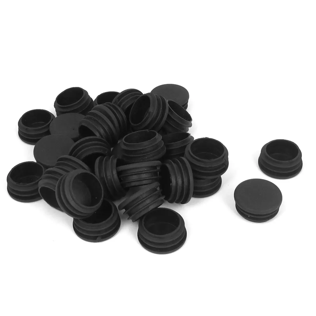 X Autohaux 30Pcs 32Mm Round Tubing Plastic Hole Plug End Cap Cover Pipe Tube Inserts Blackin