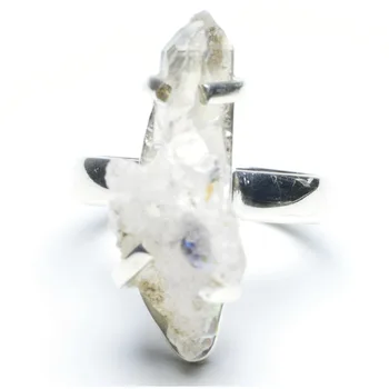 

StarGems(tm) Natural Rainbow Drusy Cluster Punk Style 925 Sterling Silver Ring US Size 6