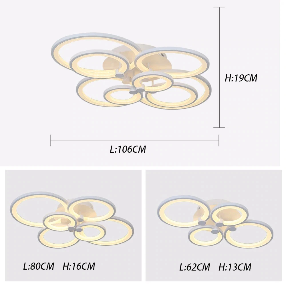 Современный светодиодный потолочный светильник с кольцами для кухни, гостиной, кабинета, спальни с регулируемой яркостью+ пульт дистанционного управления, геометрические светильники