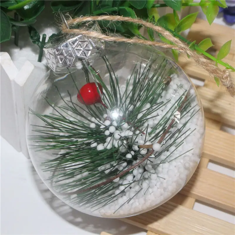 

1 PC 8*8*8 cm Christmas Ball Ornaments Christmas Tree Decorations Plastic Transparent Room Shop New Year Party Hanging Decos