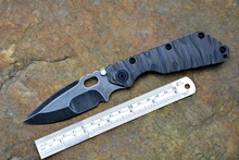 SMF Black Stonewashed D2 blade Survival Tactical knife Titanium handle flame texture quality Knives Outdoor