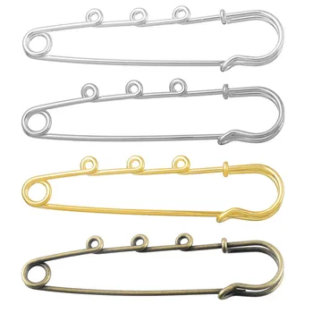 

LASPERAL 10PCs 3 Holes Brooches Findings 6.9x1.9cm DIY Hijab Pins And Brooches For Jewelry Making Bronze Gold Silver Color