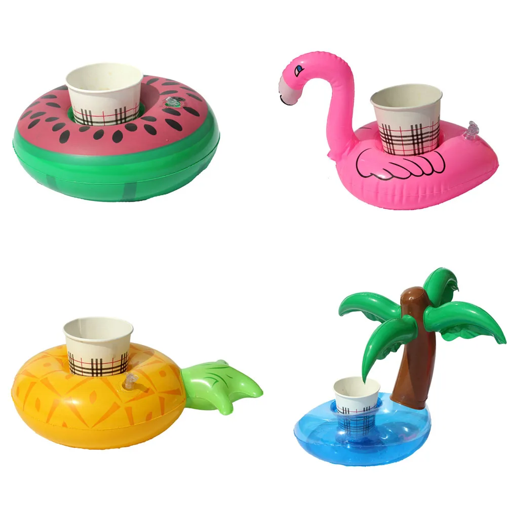 1 PCS Mini Coconut trees watermelon Floating Inflatable Toys Drink Can Cell Phone Holder Stand Pool bath Toys