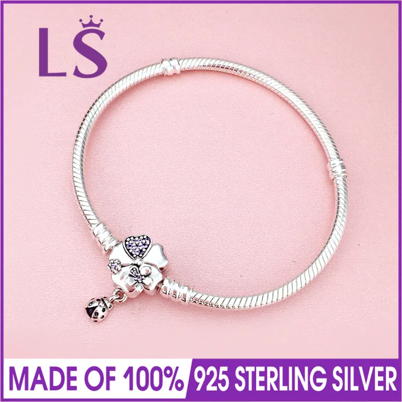 

LS 2018100% 925 Sterling Silver Moments Silver Bracelet, Wildflower Meadow Clasp for Women Fine Jewelry Fit Original Beads Charm