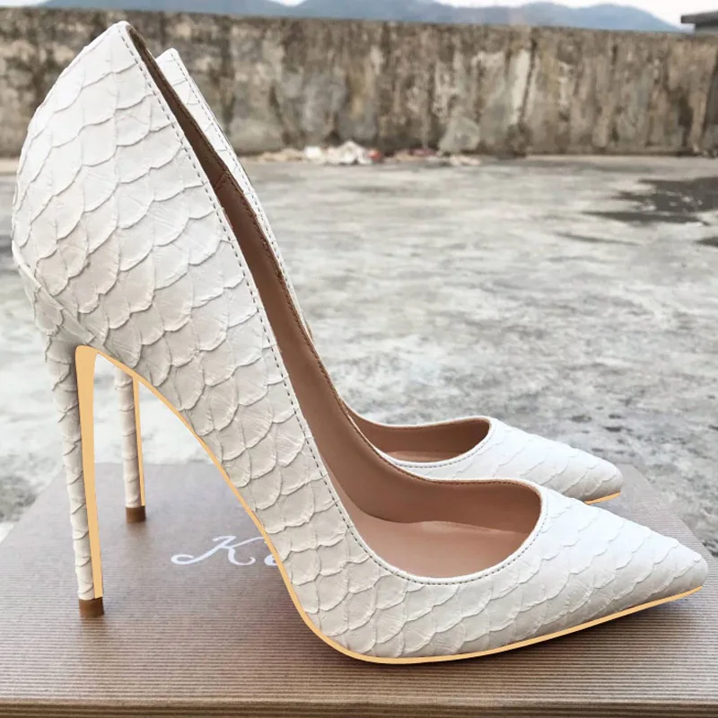 

Sxzyqfw New Women Shoes White Snake Printed Sexy Stilettos High Heels 12cm/10cm/8cm Pointed Toe Women Pumps Large Size 43 44