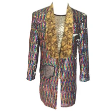 HCF Air Mens 1 шт печатные фланелевые лацканы с длинным узором цвета костюмная куртка с блестящими блестками для любой Вечерние