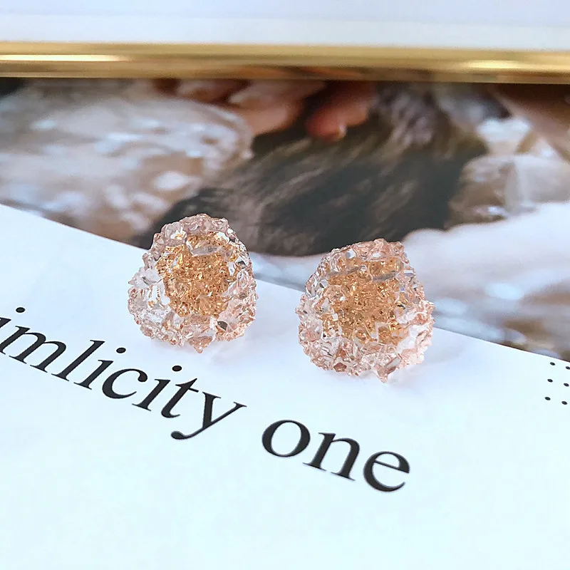 

UJBOX 2018 Japanese Korean Irregular Clear Resin Earrings Women Statement Earrings No Hole Summer Earrings Wholesale E460