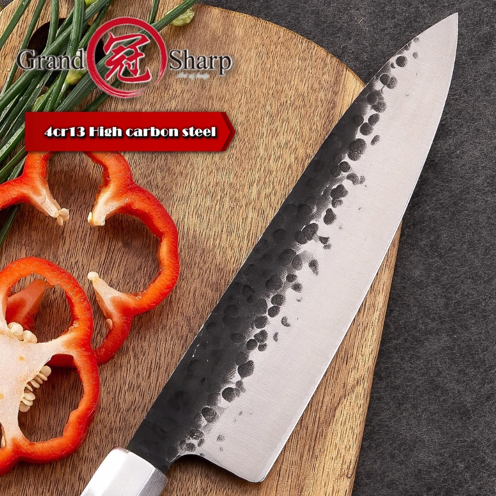 Нож шеф повара Grandsharp ручной работы японская кухня Высокоуглеродистая сталь 4cr13