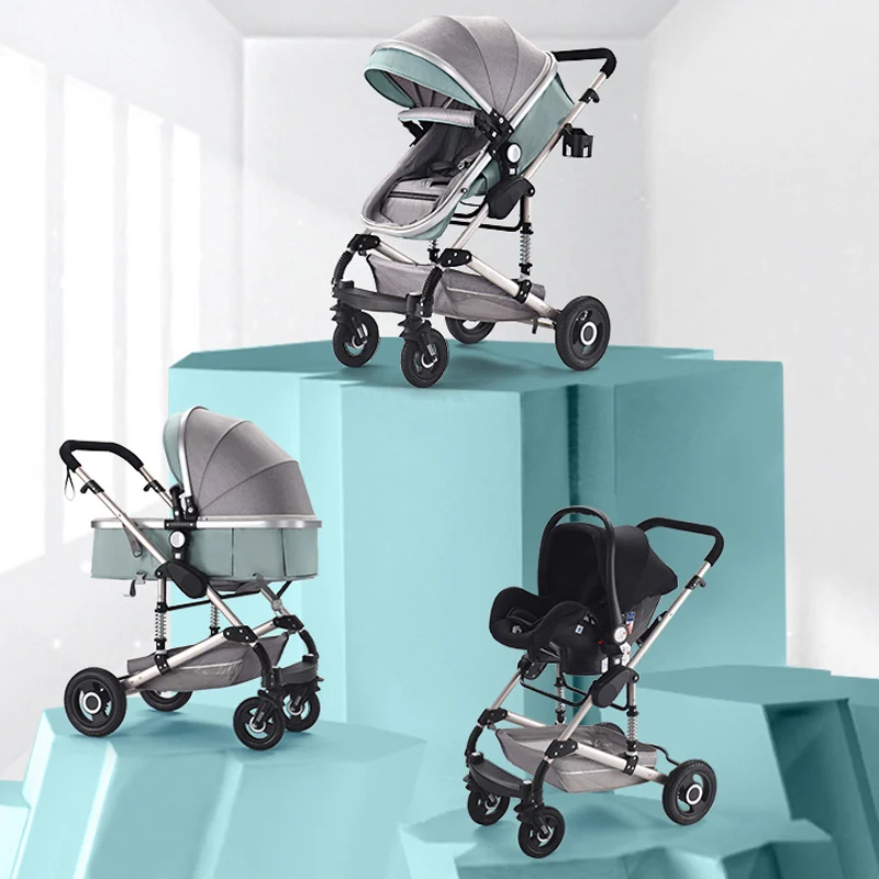 Baby Stroller 3 in 1 with Car Seat High Landscape Baby Stroller Newborn Car Seat Cradle Travel System Stroller and Car Seat