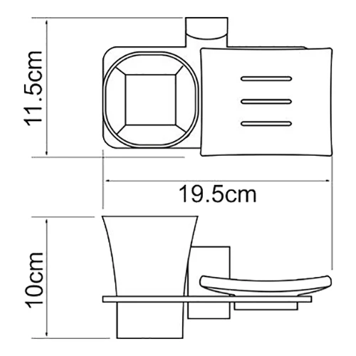 Держатель мыльницы и стакана WasserKRAFT Leine K-5026 (Материал: Стекло/Металл, никель-хромовое покрытие)